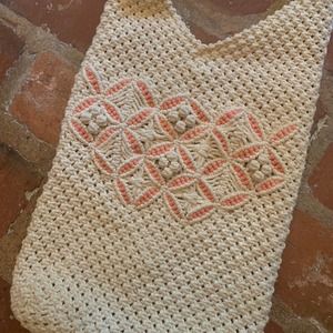 Vintage Macrame Shoulder Bag Vintage Crocheted Shoulder Bag 1970s Vibes